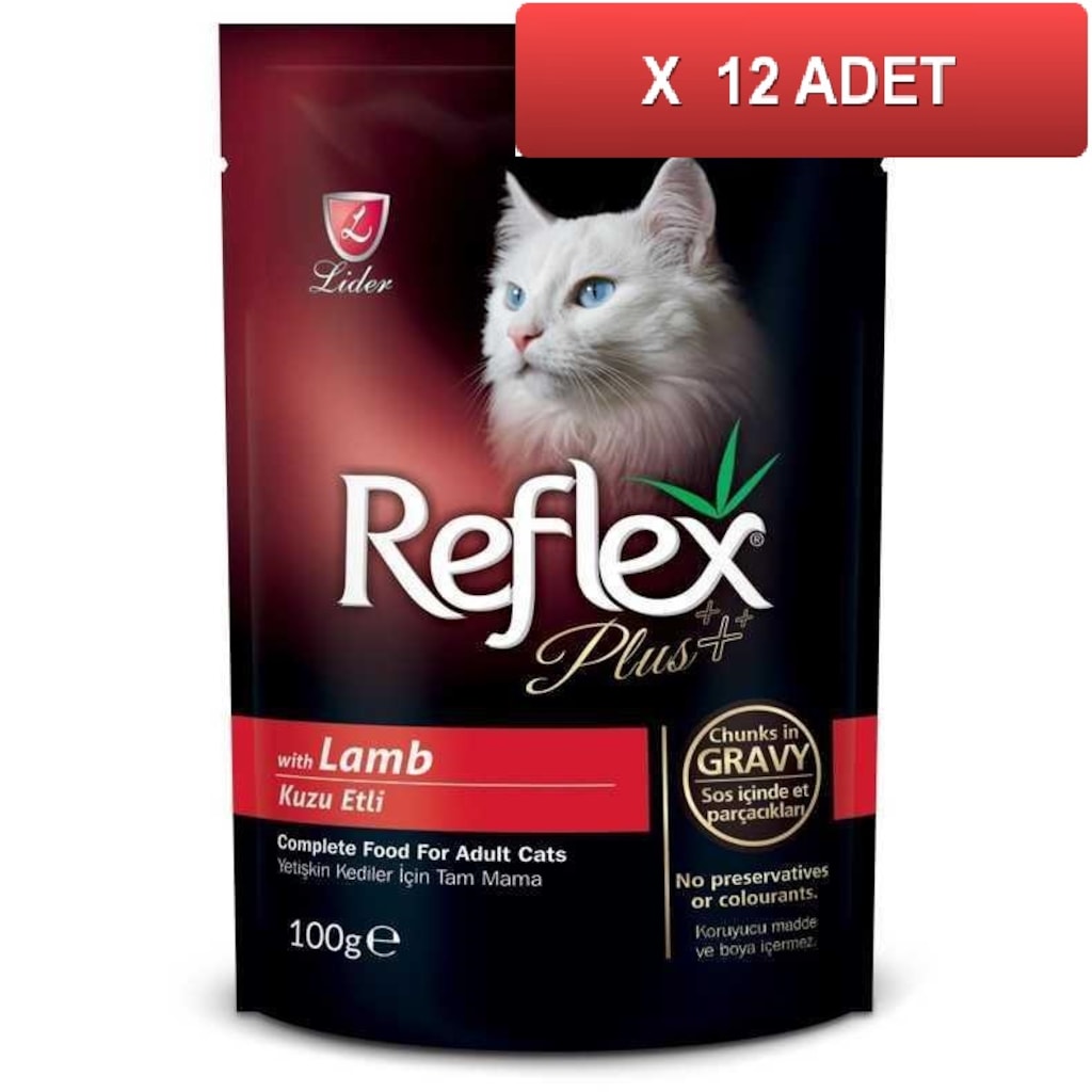 Reflex Plus Kuzu Etli Pounch Kedi Konservesi 100 Gr (12 TANE)