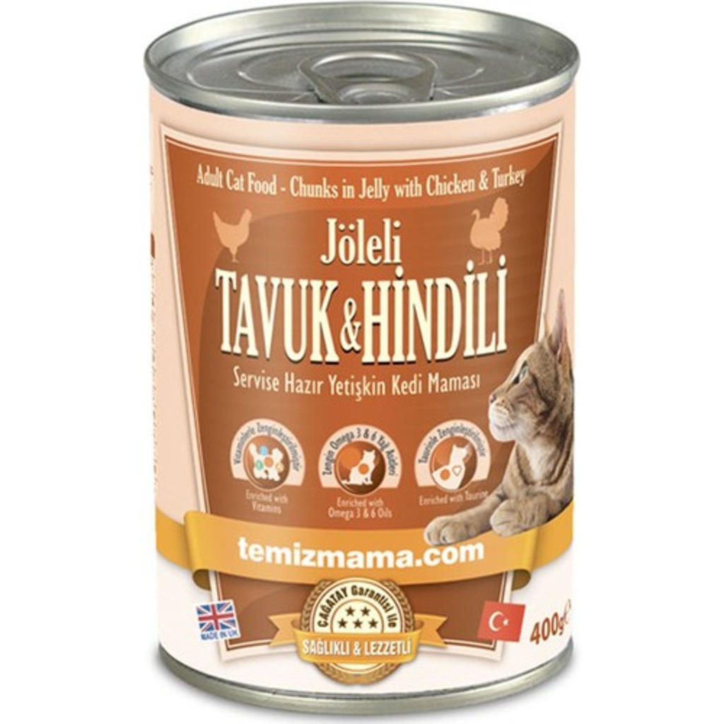 Temizmama Jöleli Tavuk Ve Hindili Yaş Kedi Maması 400 grx5