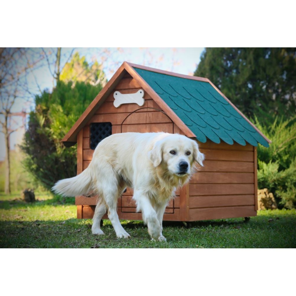 Mandu Isı Yalıtımlı Ahşap Köpek Kulübesi (XL)(İsimlik+Mama Kabı H