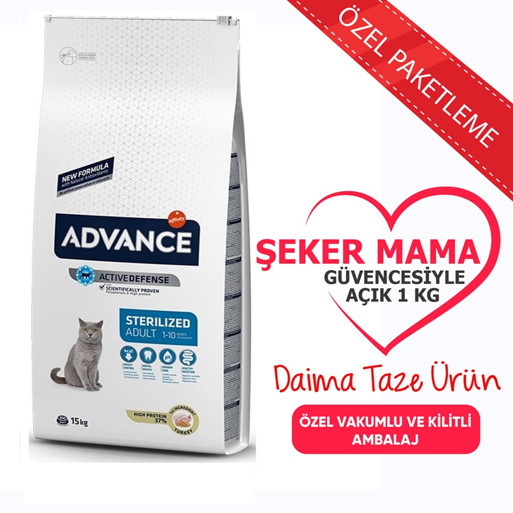 Advance Kısır Hindili Kedi Maması AÇIK 1 kg SKT/2020/12 şekermama