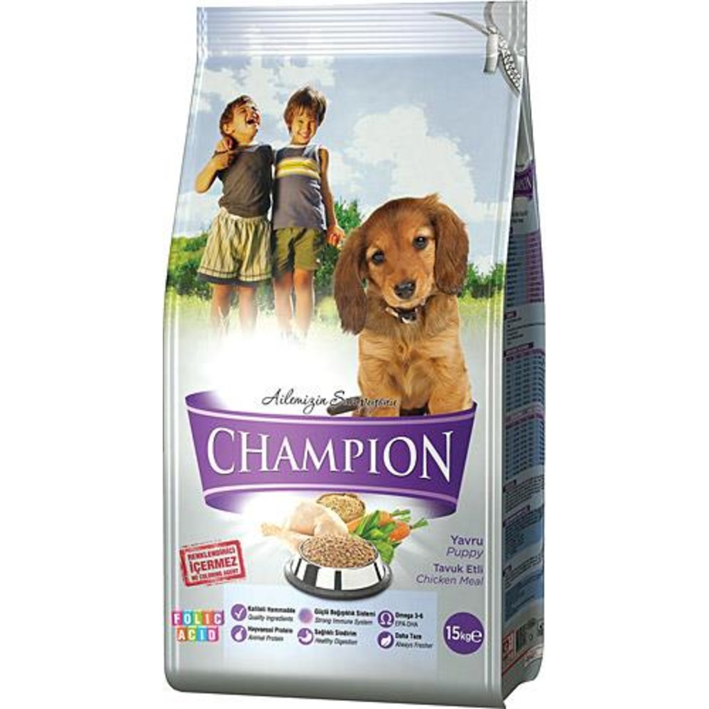 Champion Folik Asit Katkılı Tavuk Etli Yavru Köpek Maması 15 Kg