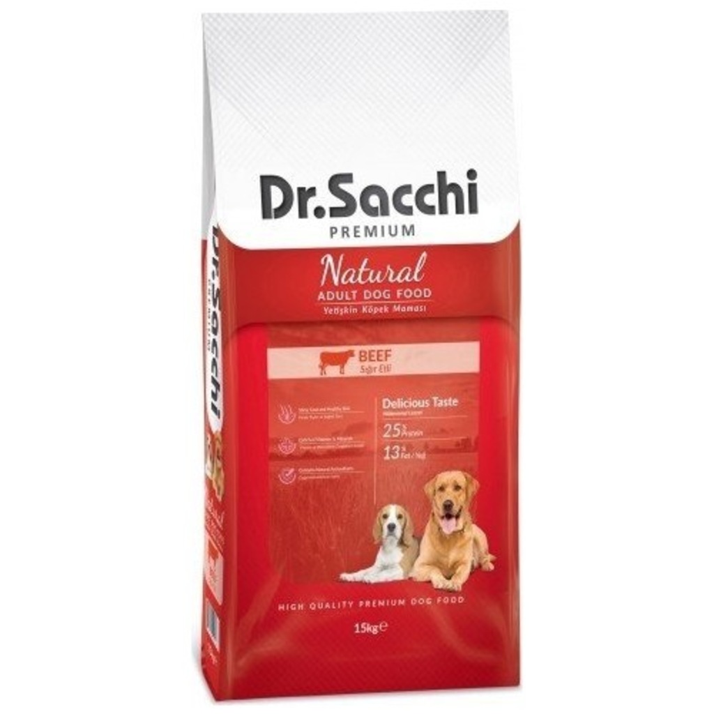 Dr. Sacchi Biftekli Yetişkin Köpek Maması 15 Kg+KONSERVE HEDİYE