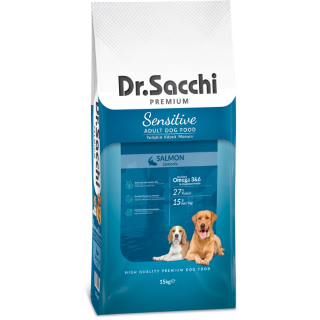 Dr. Sacchi Premium Sensitive Somonlu Yetişkin Köpek Maması 15 Kg