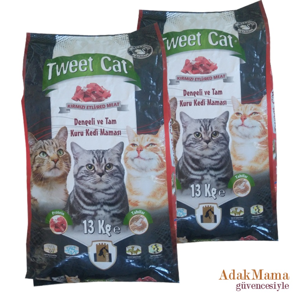 En Ucuz Tweet Cat Kırmızı Etli Kedi Maması, 13 Kg