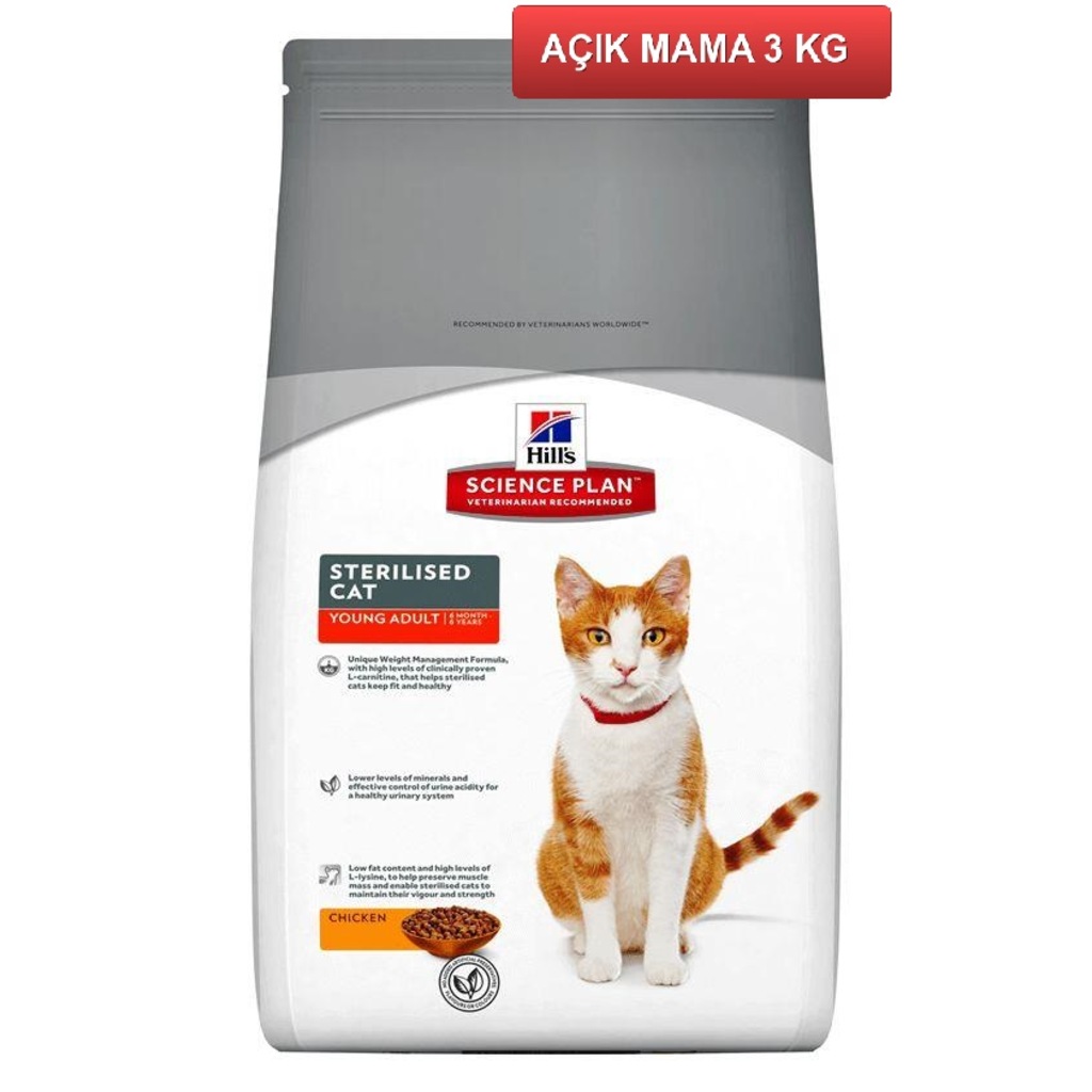 Hills Sterilised Kısırlaştırılmış Tavuklu Kedi Maması 3 Kg Açık