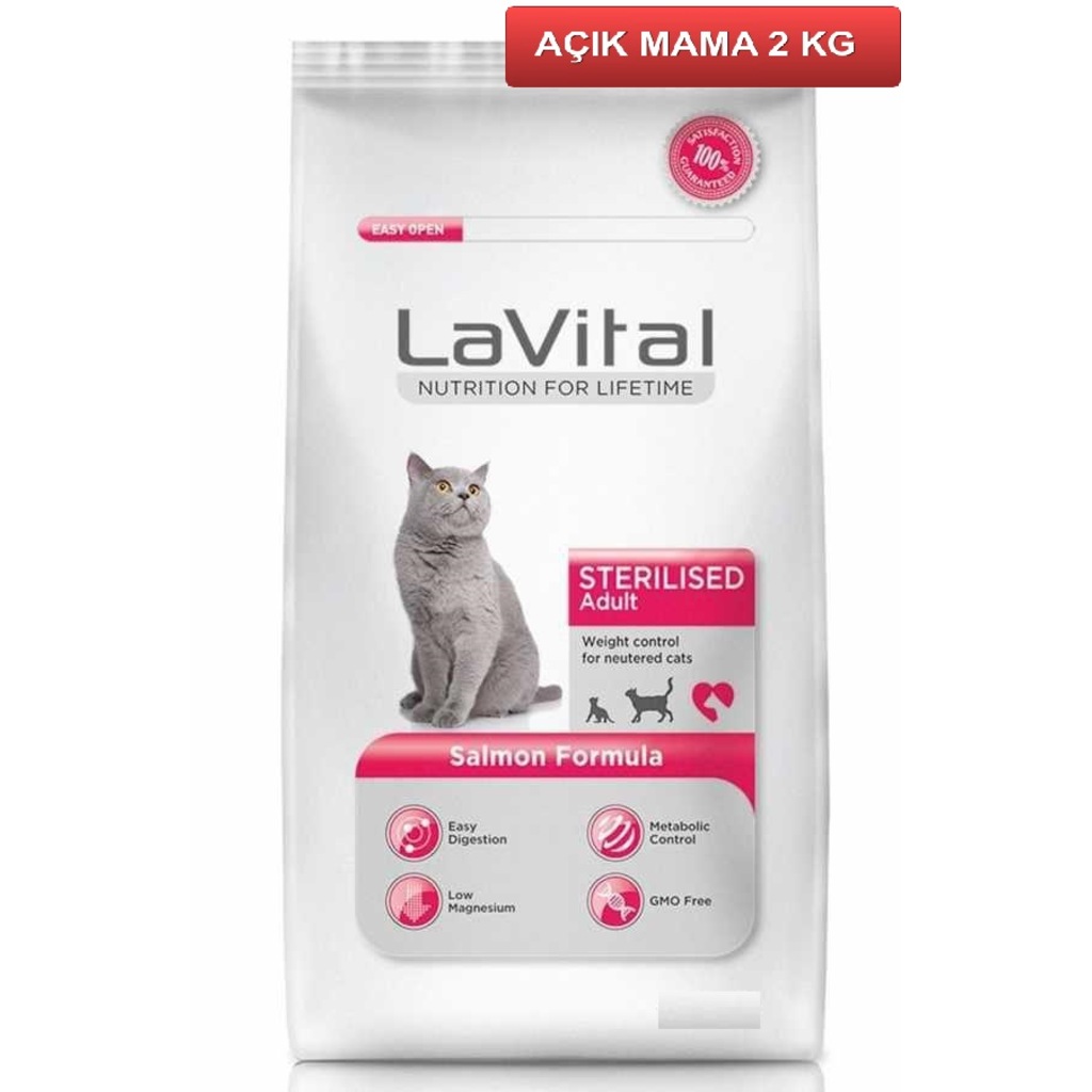 Lavital Sterilised Somonlu Kısır Kedi Maması 2 Kg AÇIK