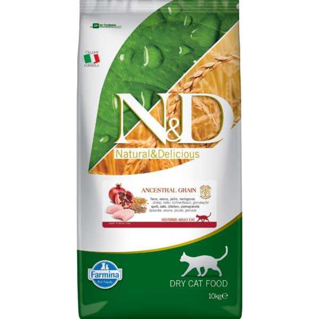 ND Düşük Tahıllı Tavuk Nar Kısırlaştırılmış Kedi Maması 10 Kg