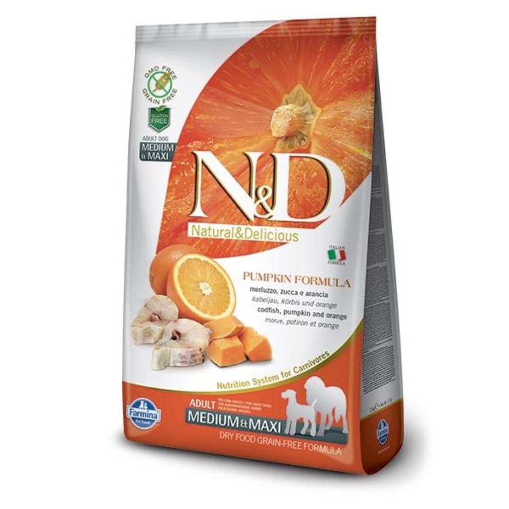 N&D Tahılsız Balkabaklı Balıklı Medium Maxi Köpek Maması 2,5 Kg