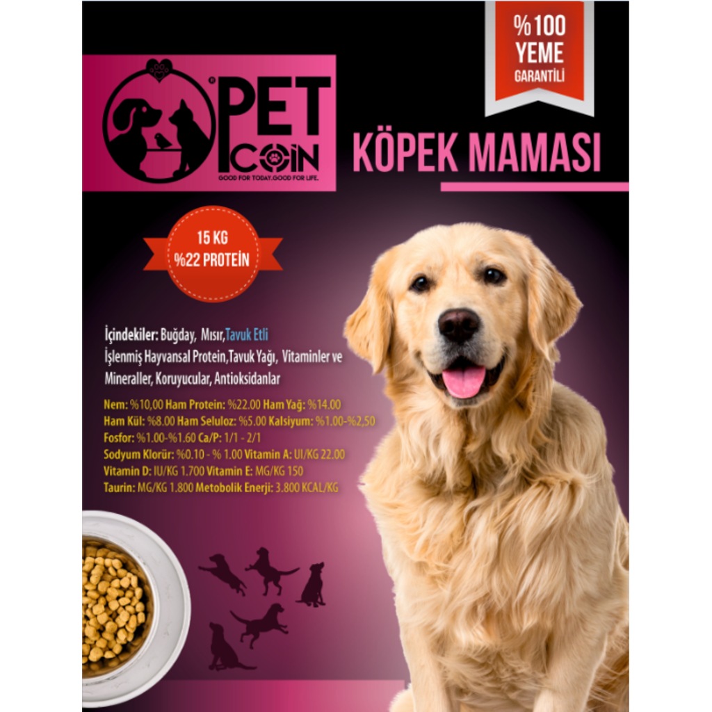 PetCoin Tavuk Etli Köpek Maması 15 Kg