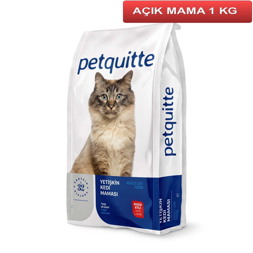 Petquitte Kuzu Etli Yetişkin Kedi Maması 1 Kg AÇIK