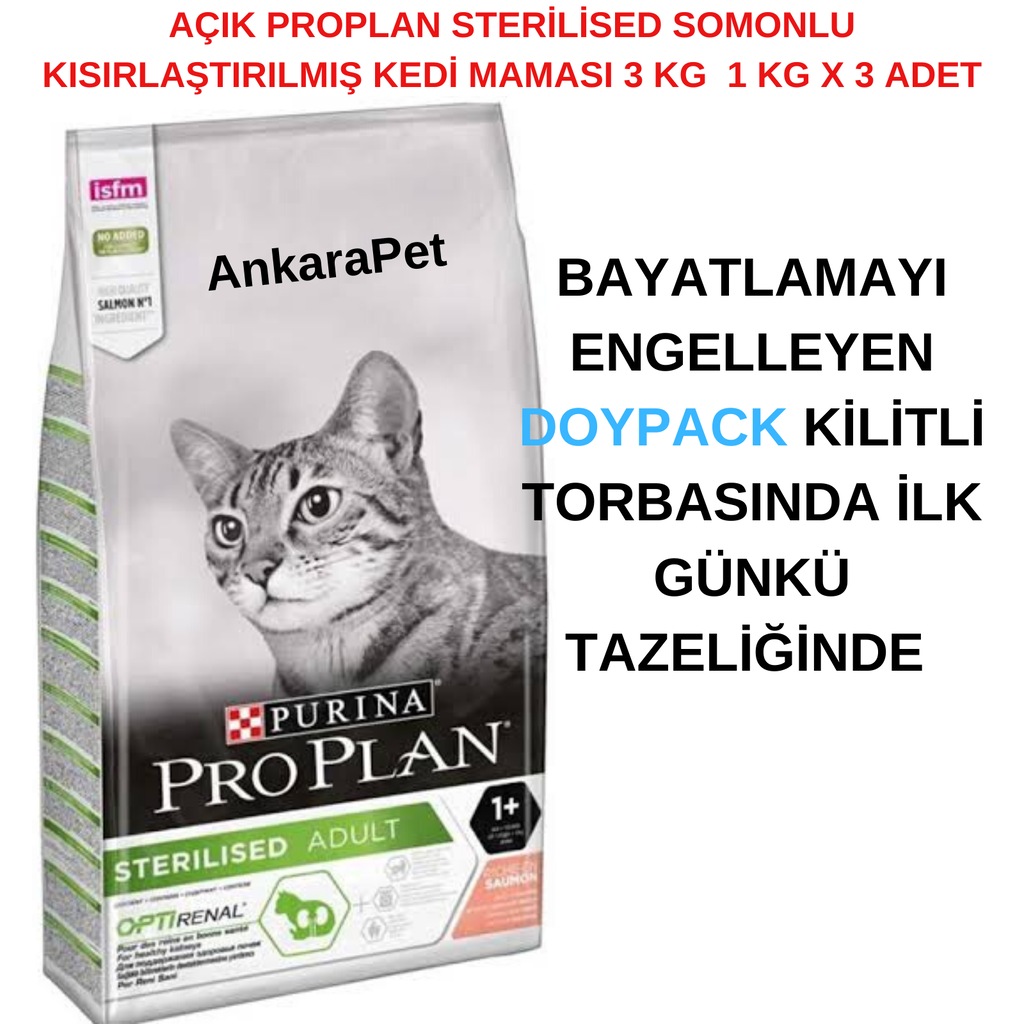 ProPlan Sterilised Somonlu Kısırlaştırılmış Kedi Maması 3 kg AÇIK