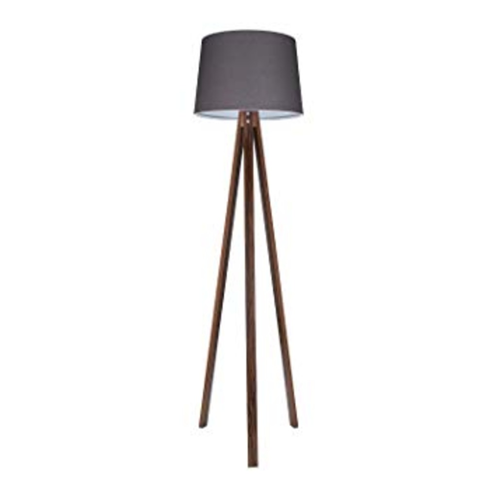 3 Ayaklı Lambader Ahşap Tripod Abajur Füme Ceviz 5138