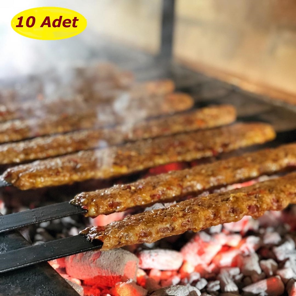 10 Adet Profosyonel Silme Demir Kıyma Şiş AdanaUrfa Kebap Şişi
