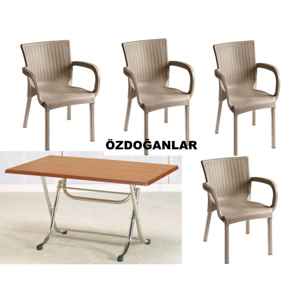 80x140 Werzalit 6 Rattan Balkon Mutfak Bahçe Masa Sandalye