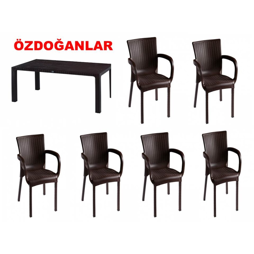 COMFORT 90X150 MASA 6 SANDALYE Balkon Mutfak Bahçe Rattan