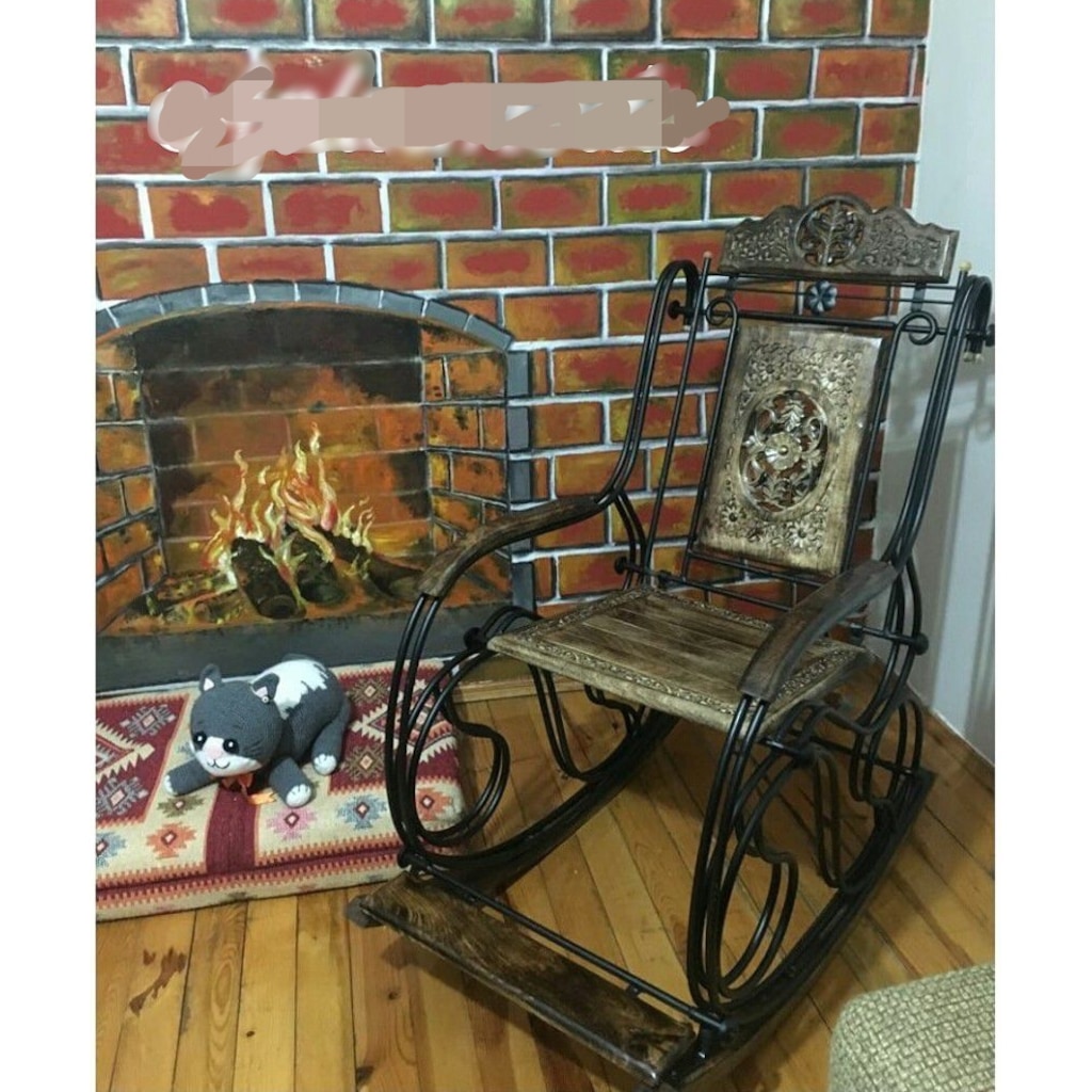 Ferforje Ve Oymalı Ahşap El Yapımı Özal Tasrım Sallanan Ferforje Ve Oymalı Ahşap El Yapımı Özal Tasrım Sallanan