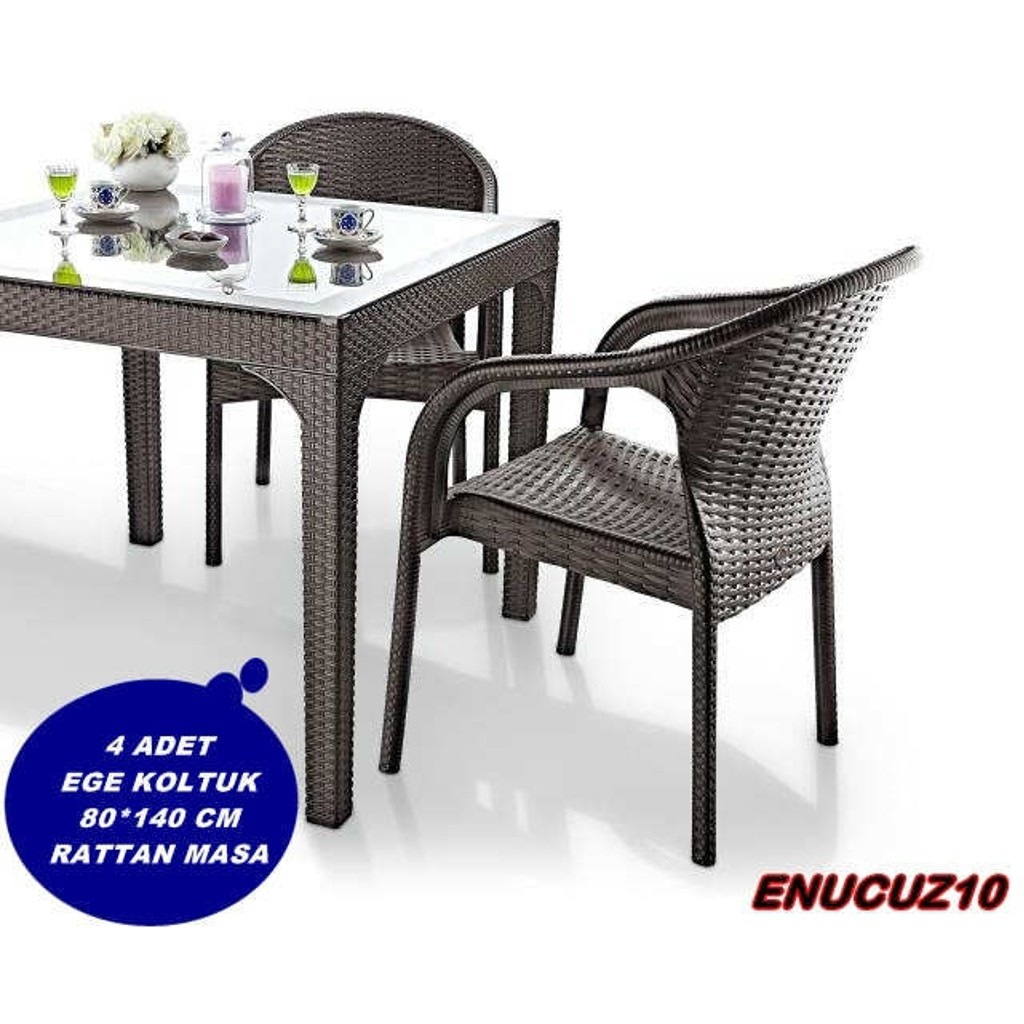 Holiday Ege Rattan Sandalye 4 Ad Rainbow 80*140 Camlı Masa Holiday Ege Rattan Sandalye 4 Ad Rainbow 80*140 Camlı Masa