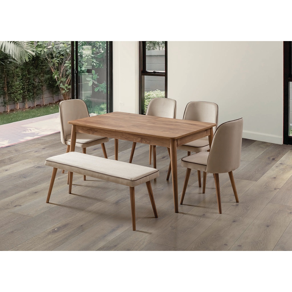 MS531 MASA + 4 SANDALYE + BENÇ MASİF AHŞAP VE MDF