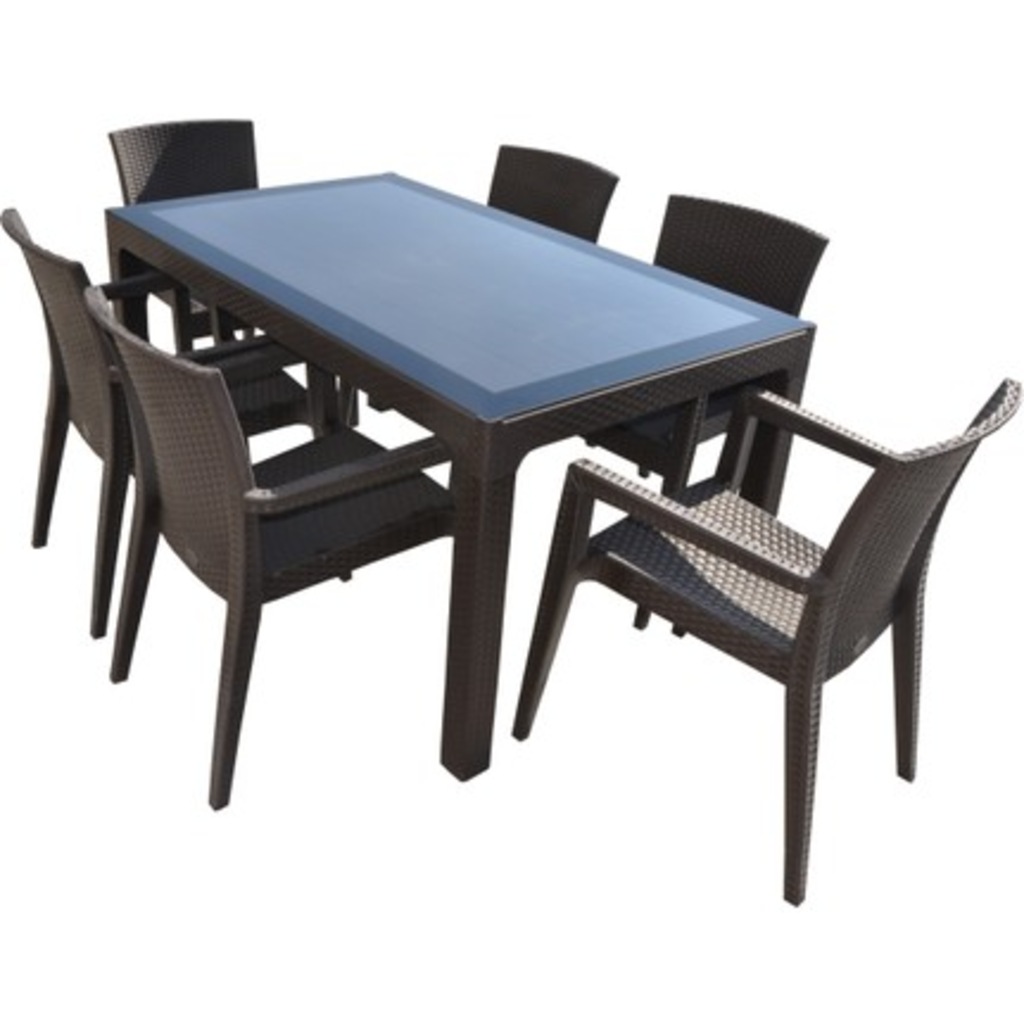 RAİNBOW SİENA 6 KOLTUK 80x140 CAMLI 6 MİNDER RATTAN Masa