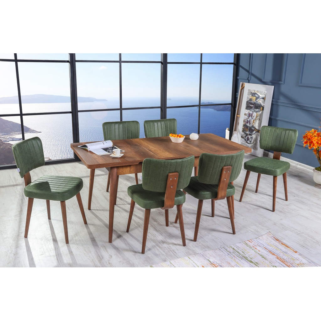 Stoker Atlas Yemek masa Takımı Salon yemek odası(HAKİ