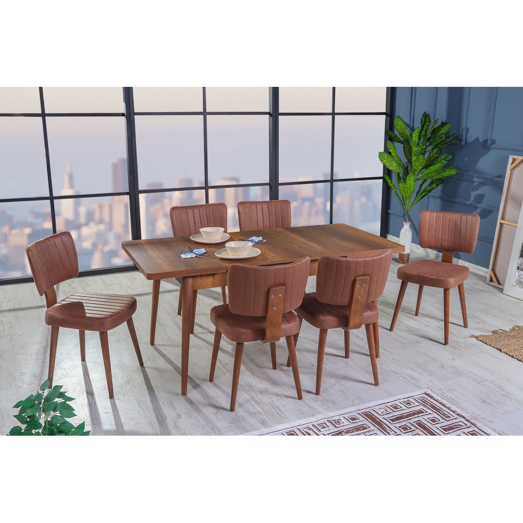 Stoker Atlas Yemek masa Takımı Salon yemek odası(KAHVE