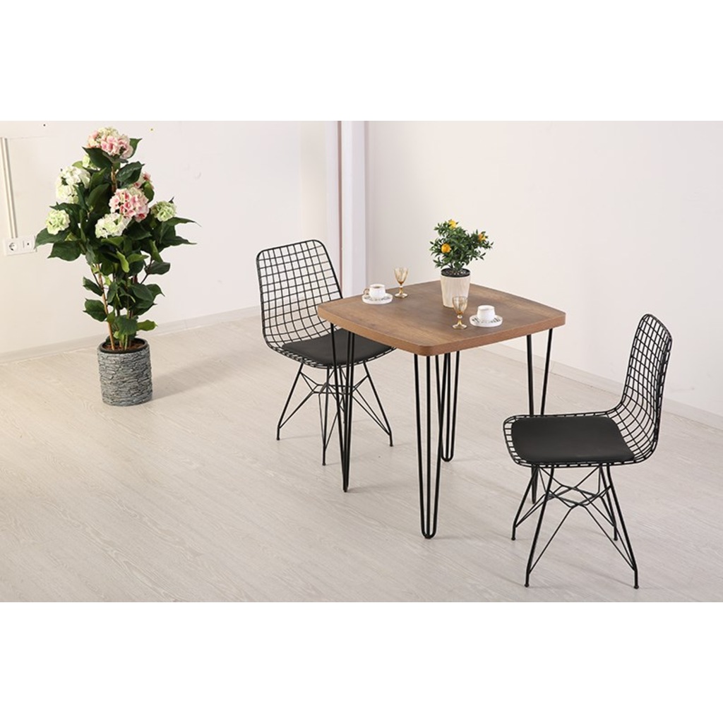 YELKEN BAROK 8070 FİRKETE İKİLİ MASA VE TEL SANDALYE