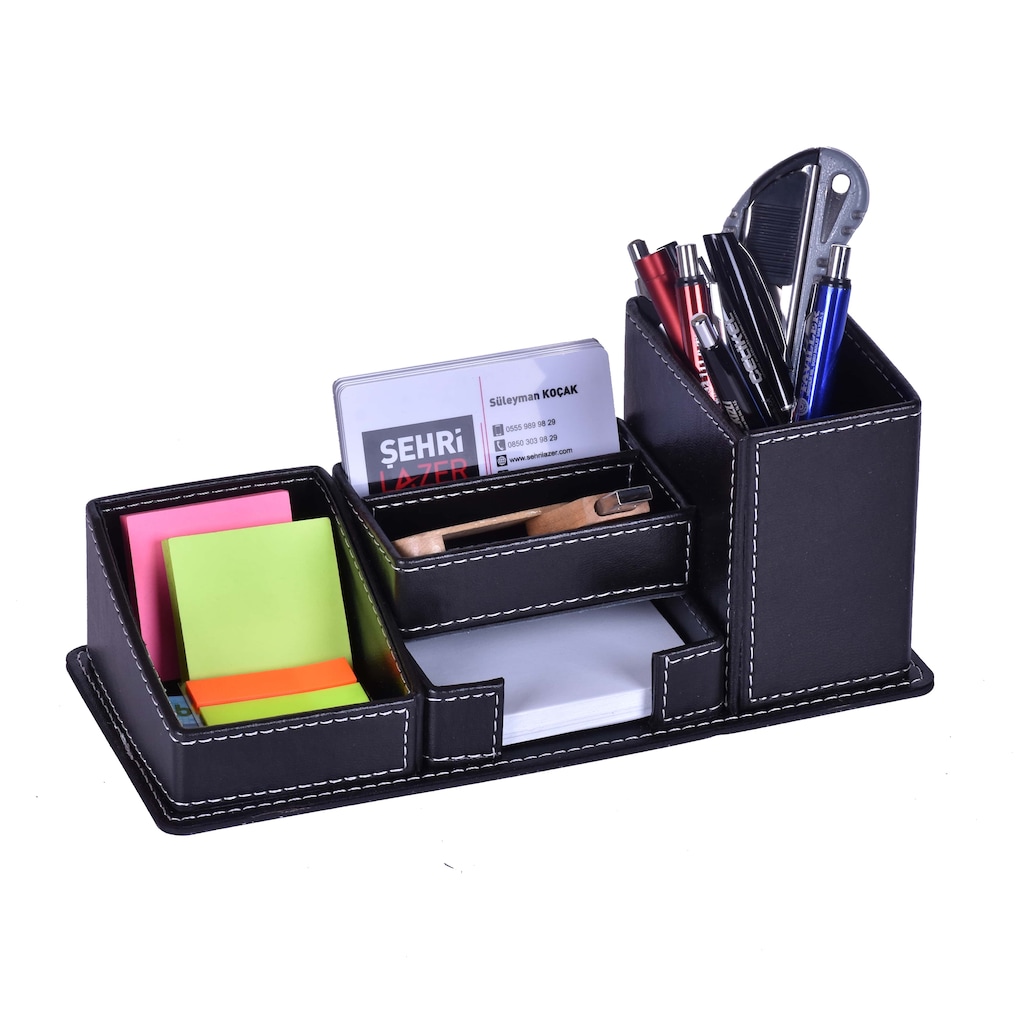 Masa Üstü Deri Kalemlik Notluk Telefon Bölmeli Düzenleyici Masa Üstü Deri Kalemlik Notluk Telefon Bölmeli Düzenleyici