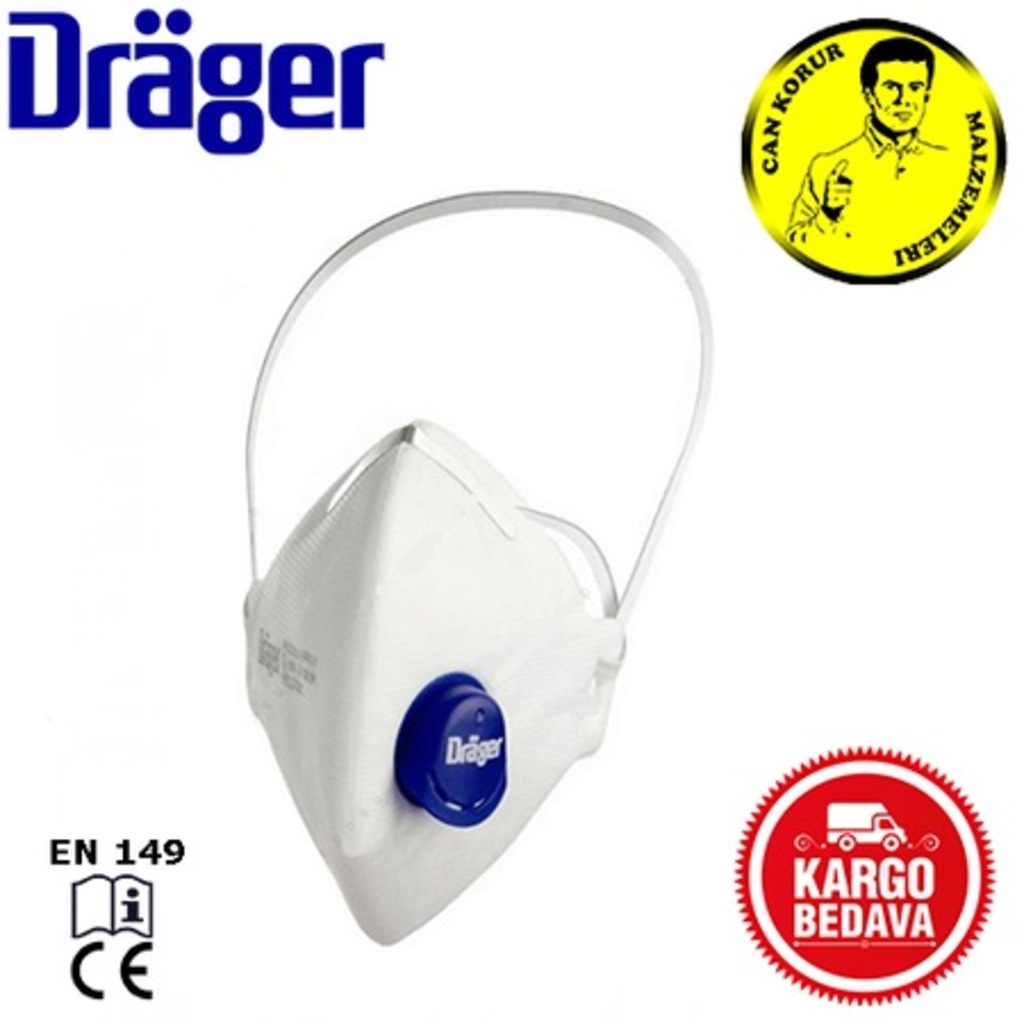 50 Adet Drager X-plore 1520 Ventilli FFP2 Katlanabilr Toz Maskesi