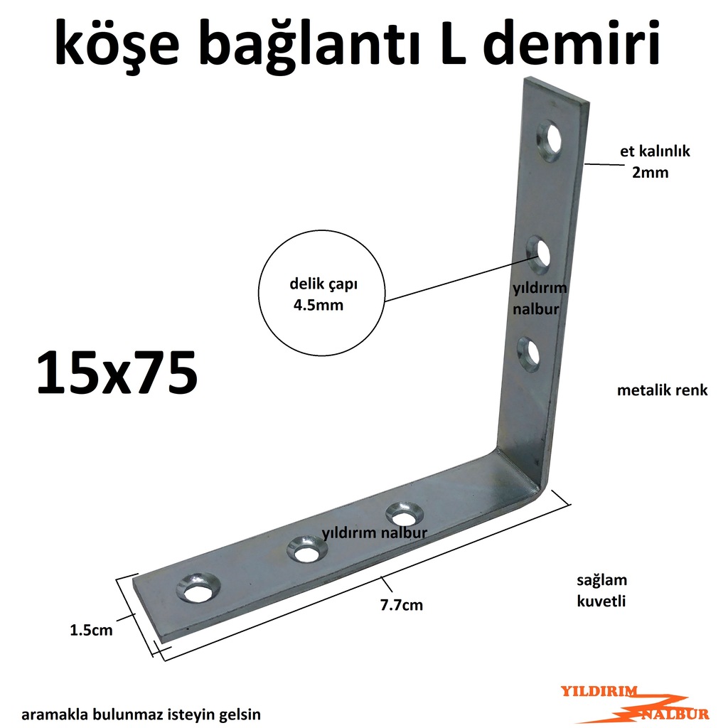 Masa Gönyesi 15x75 L Köşebent Mobilya Bağlantı Kaliteli Masa Gönyesi 15x75 L Köşebent Mobilya Bağlantı Kaliteli