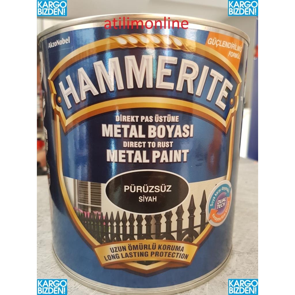 Marshall Hammerite Direkt Pas Üstü Pürüzsüz Metal Boya Siyah 0.75