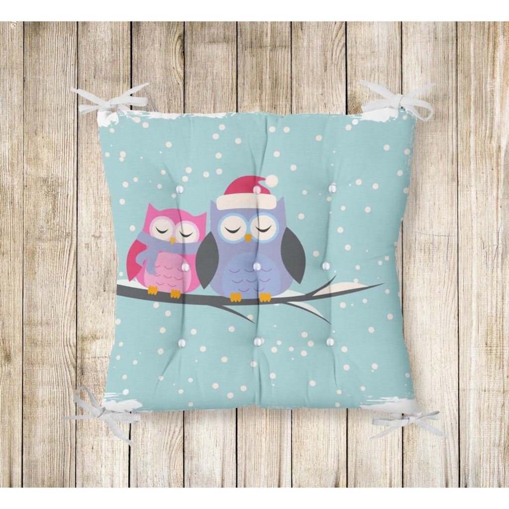 Baykuş Temalı Pofidik Kare Sandalye Minderi 40x40cm Baykuş Temalı Pofidik Kare Sandalye Minderi 40x40cm