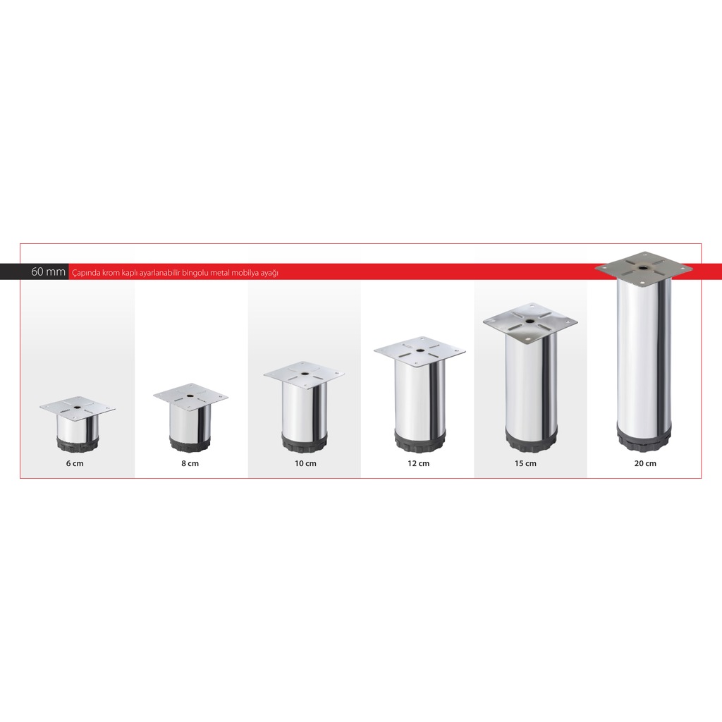 BAZA AYAĞI KOLTUK AYAĞI KROM METAL ÇAP 60 MM