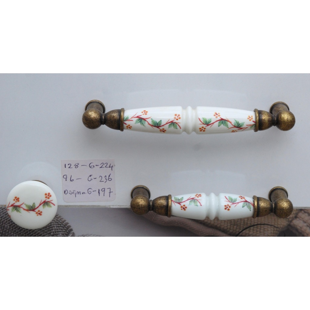 Gerçek Porselen Kulp Antik Sarı Çekmece Dolap Mobilya