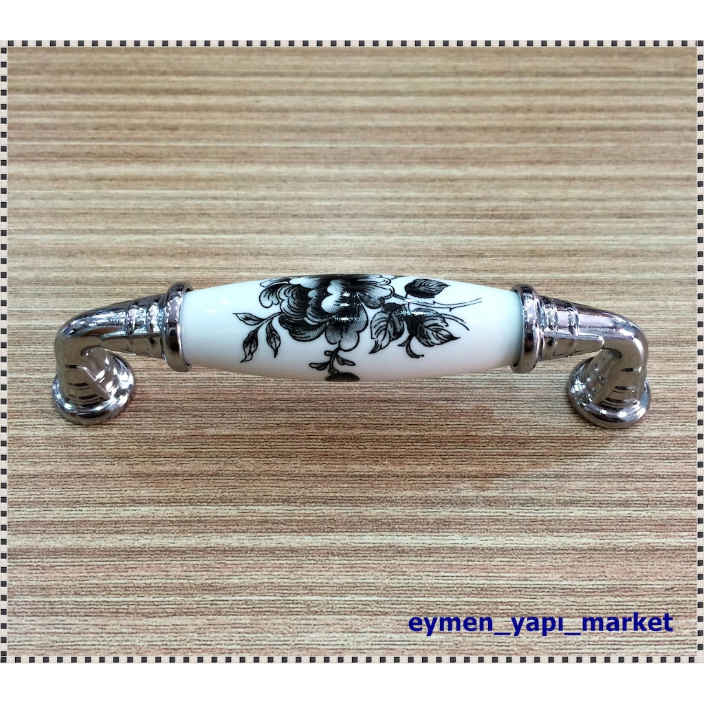 PORSELEN KULP DOLAP SİYAH GÜL 96 MM KROM Fiyatları ve Özellikleri