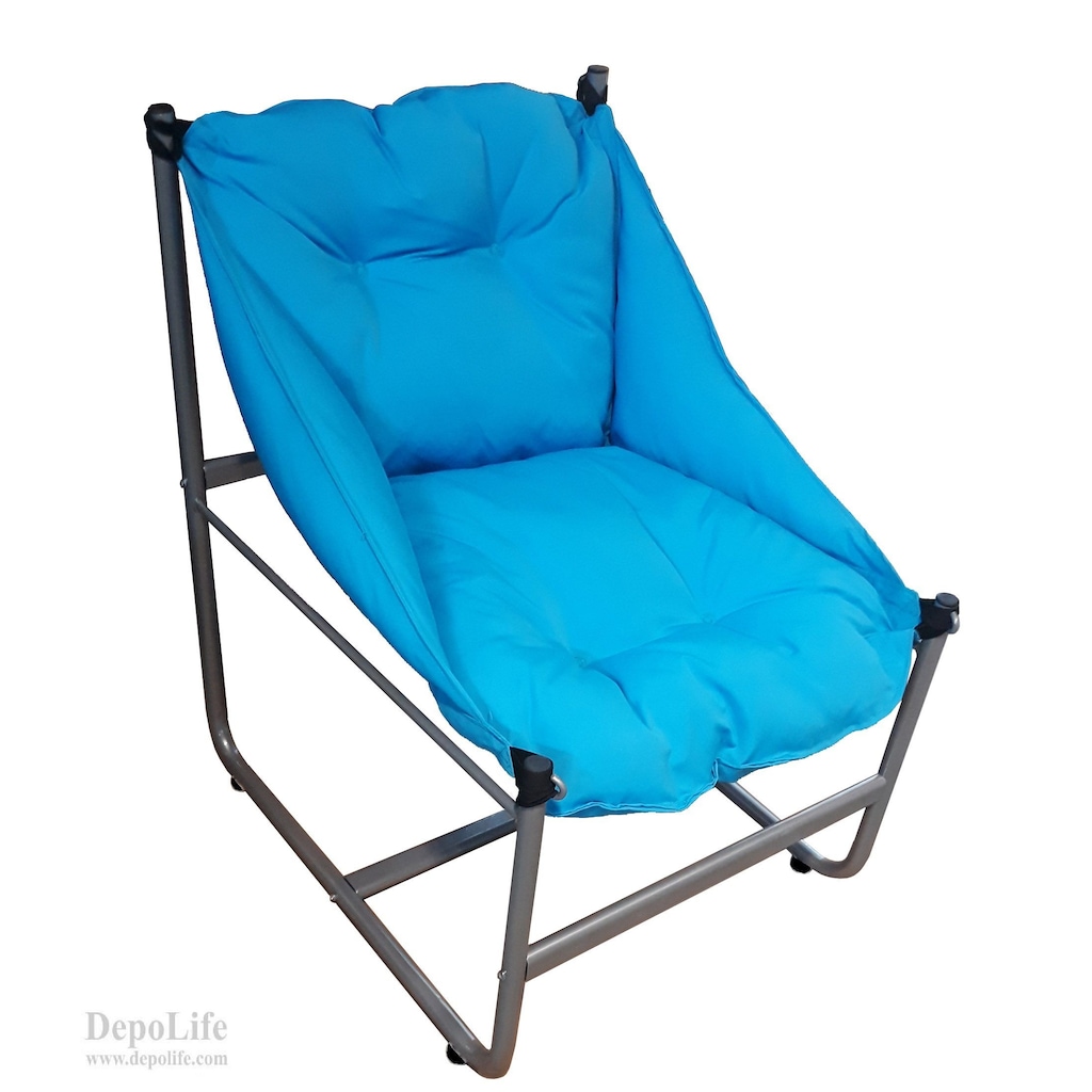 depolife Rahat Relax Puf Koltuk Metal Ayaklı Hamak Sandalye Çim B