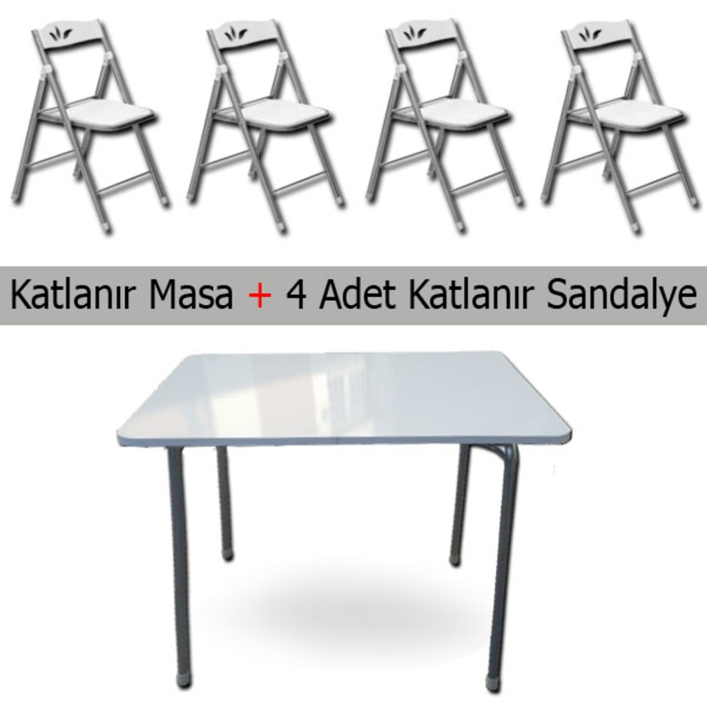Mutfak Masası Katlanır Masa 4 Adet Katlanır Sandalye