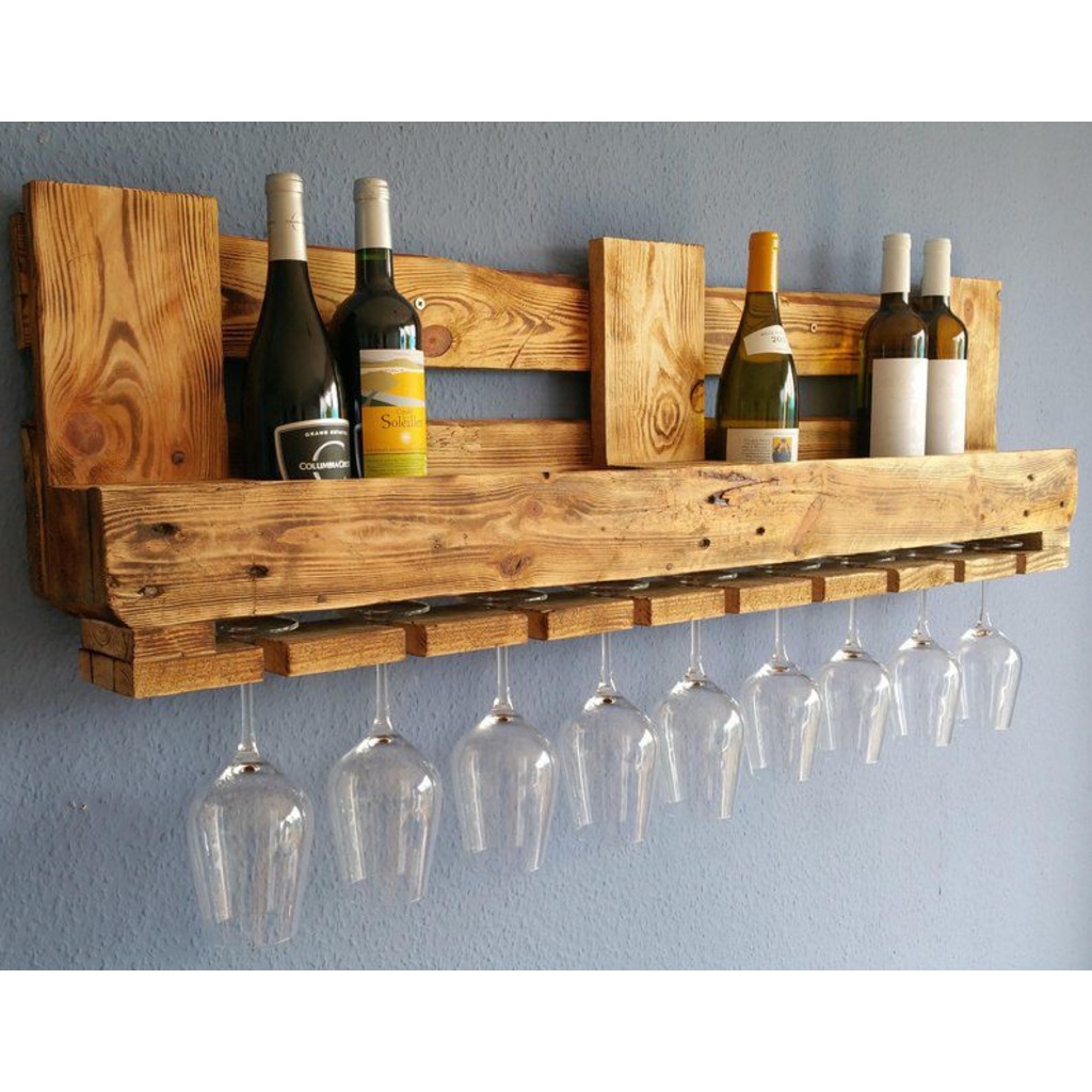 Ahşap Palet Duvar Şarap Şaraplık Rafı Mini Bar Şarap Standı Fiyatları