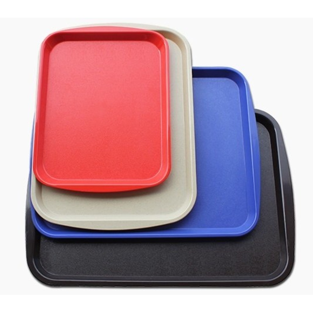 Self Servis Plastik Çay Yemek Tepsisi Renkli 27x36 Cm 12 Ad