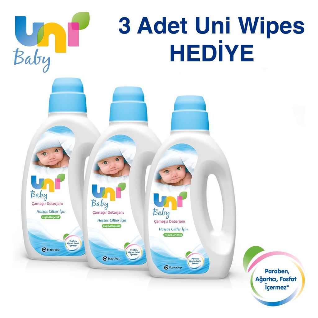 Uni Baby Bebek Çamaşır Deterjanı+Islak Havlu Hediyeli (3