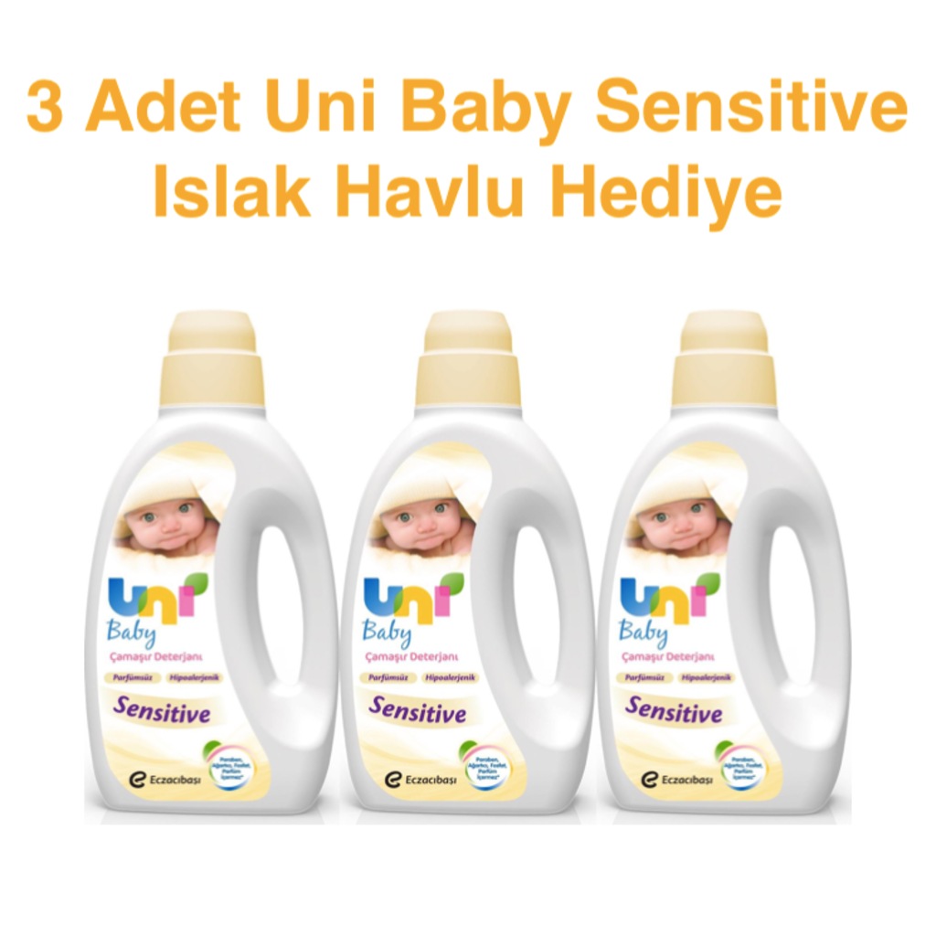 Uni Baby Sensitive Bebek Çamaşır Deterjanı + Islak Havlu 3