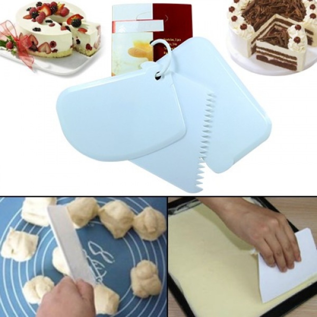 3 Parça Hamur Kesici Pasta Kreması Şekillendirici Spatula Seti