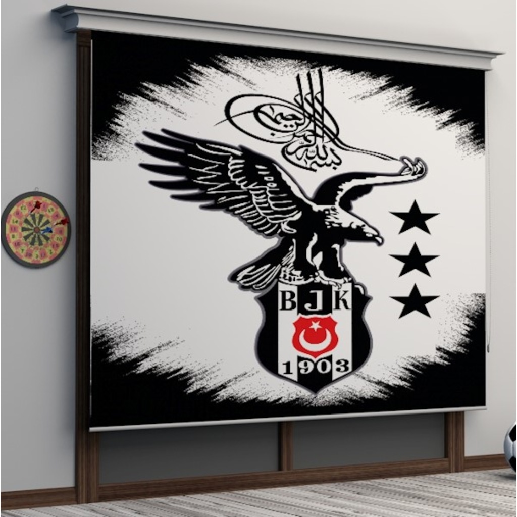 BEŞİKTAŞ KARA KARTAL DİJİTAL BASKILI TARAFTAR STOR PERDE Fiyatları ve