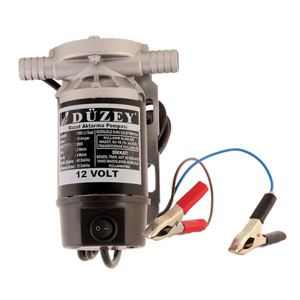 &quot;DÜZEY&quot; 12 Volt 3/4 Çıkışlı Dıştan Çekme Mazot Aktarma Pompası