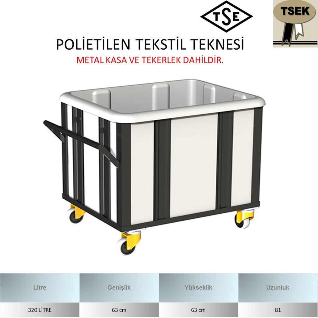 320 Litre Kumaş Taşıma Tekstil Arabası Polietilen Ücretsiz KARGO