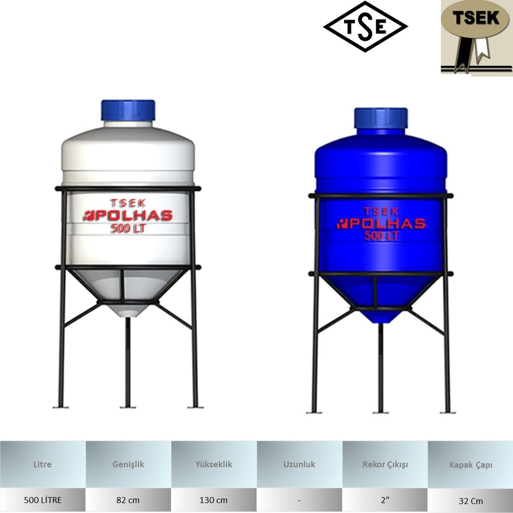 Polietilen Kapalı Ağızlı Silo Deposu 500 Litre ÜCRETSİZ KARGO Pol