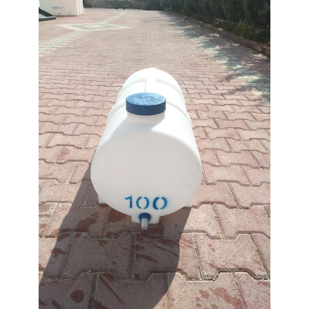 POLİETİLEN SU DEPOSU YATAY SİLİNDİR 100 LT ŞEFFAF MİNİ VANA HED