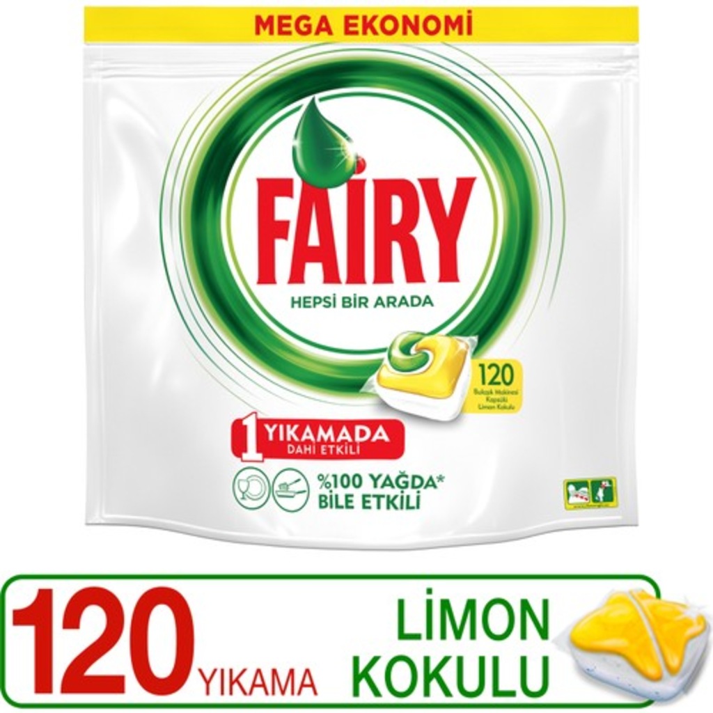 Fairy Hepsi Bir Arada Bulaşık Kapsülü Limon Kokulu 120 Yıkama
