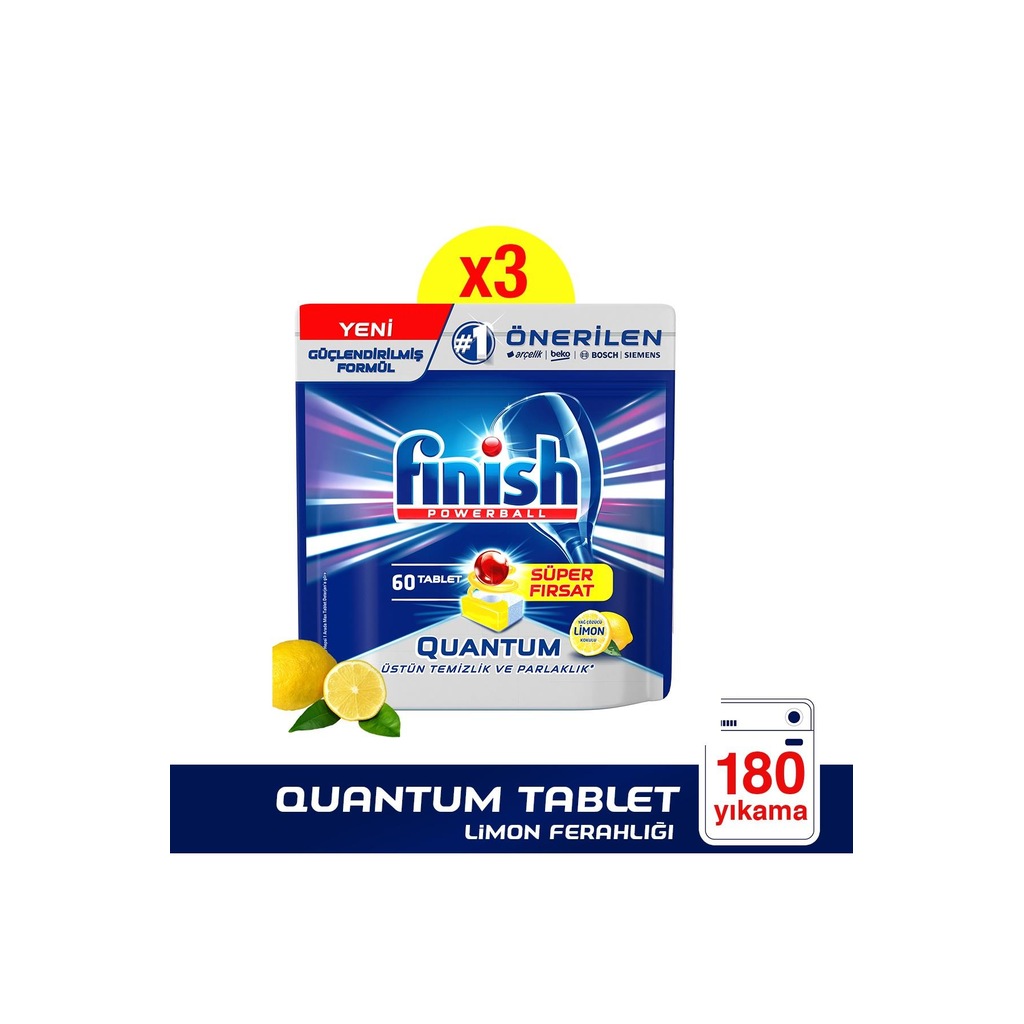 Finish Quantum 180 Tablet Bulaşık Makinesi Deterjanı Limon (60x3)