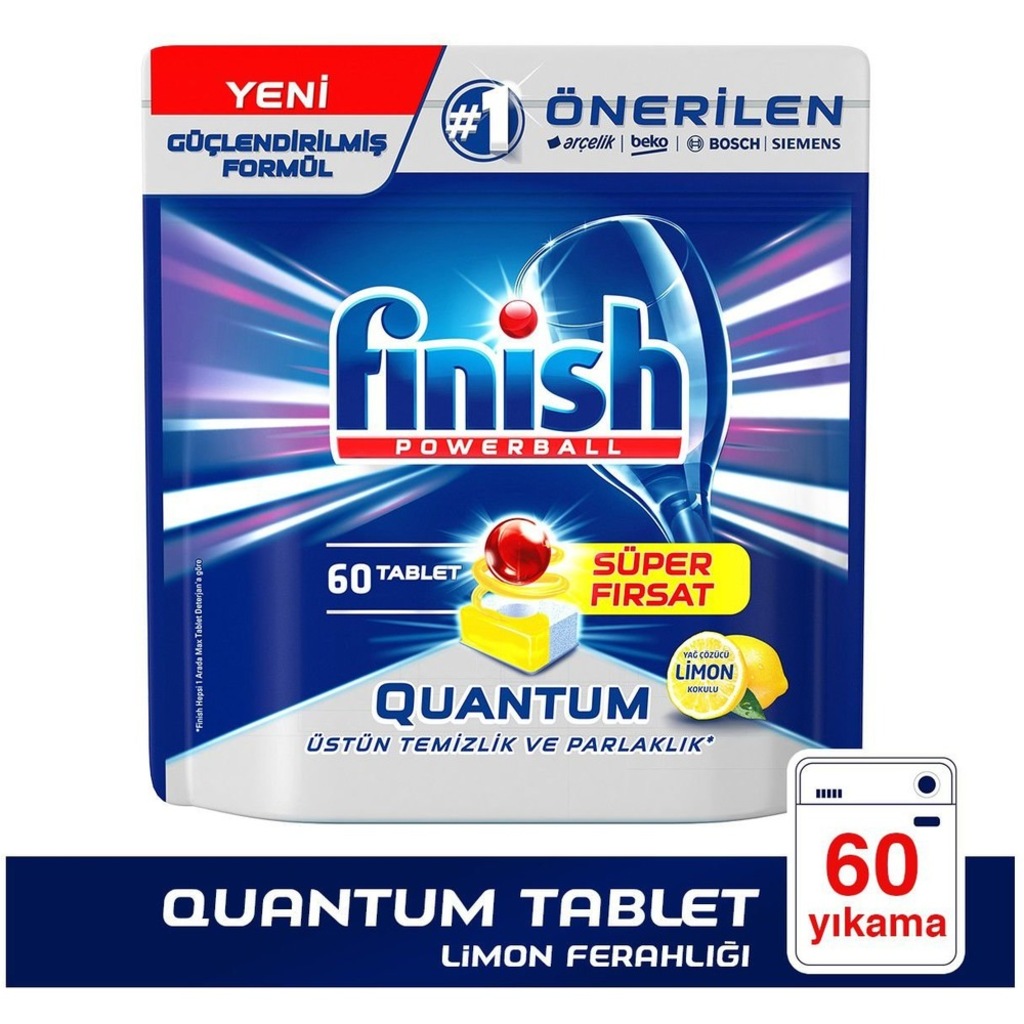 Finish Quantum Limon Kokulu Bulaşık Makinesi Deterjanı 60 Tablet