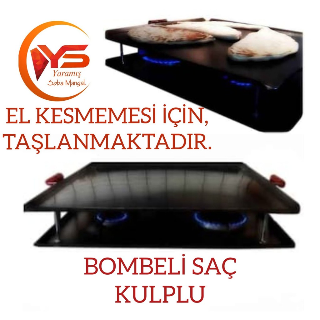 Set Ocak Üstü Kare Gözleme Yufka Ekmek Sacı Bombeli Kulplu Köfte